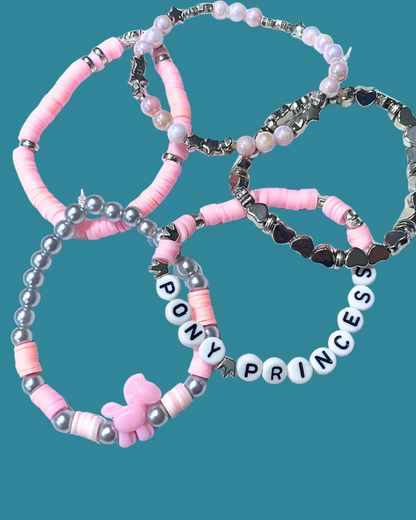 Arenas Tour Bracelet Stack Pony Princess Pink/Silver • NEW