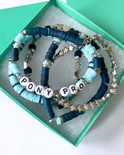 Arenas Tour Bracelet Stack: Pony Pro Navy/Sky/Silver • NEW