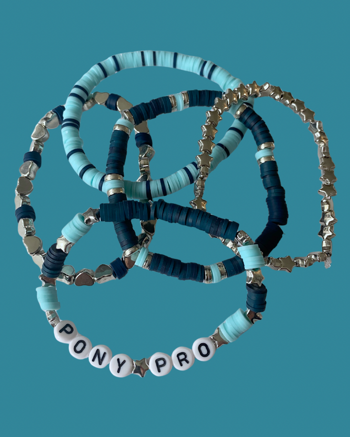 Arenas Tour Bracelet Stack: Pony Pro Navy/Sky/Silver • NEW