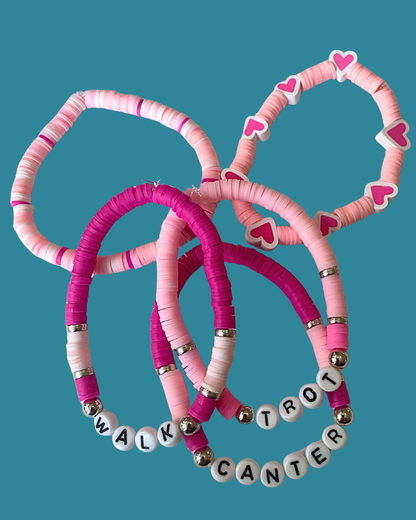 Arenas Tour Bracelet Stack: Walk Trot Canter Pink • NEW