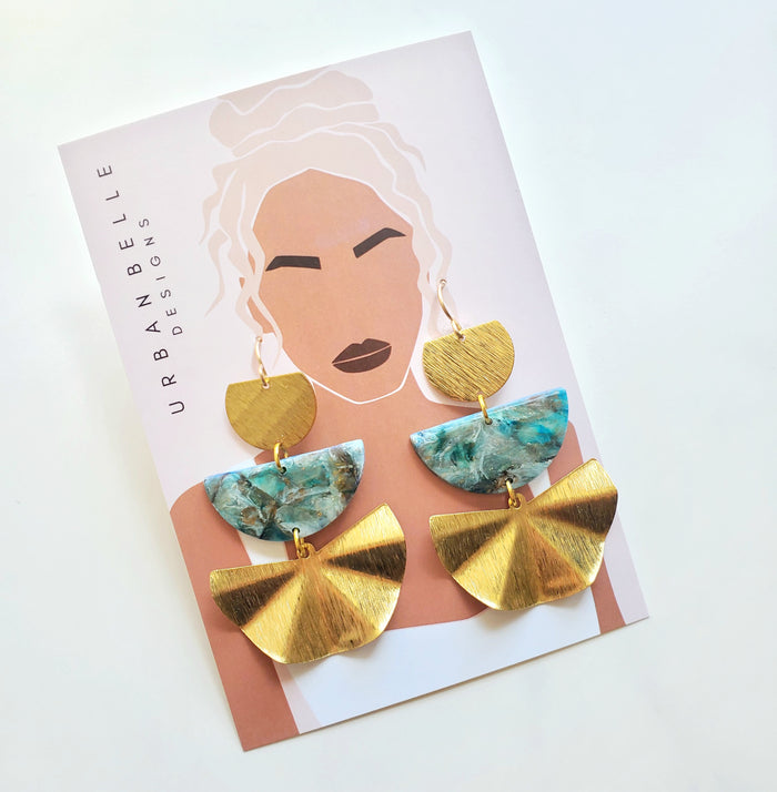 AVA Fan Statement Earrings 14K Gold Filled - Botanical Bloom