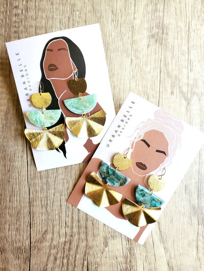AVA Fan Statement Earrings 14K Gold Filled - Botanical Bloom