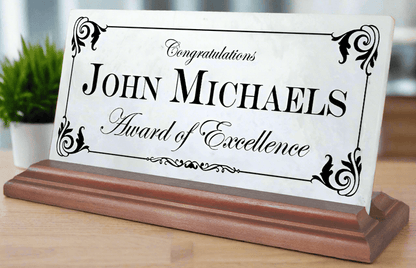 Custom Recognition Plaque Marble Award For Desk Shelf Mantle 8in x 4.5in - Broad Bay Personalized Gifts Shipped Fast