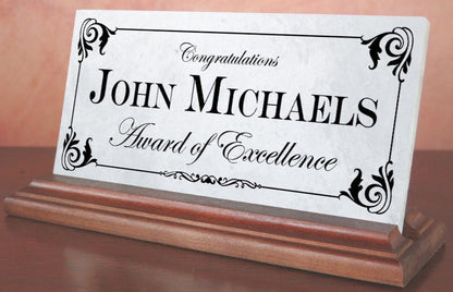 Custom Recognition Plaque Marble Award For Desk Shelf Mantle 8in x 4.5in - Broad Bay Personalized Gifts Shipped Fast
