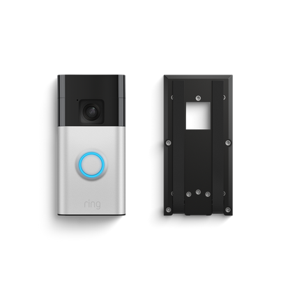 Satin Nickel:Battery Video Doorbell + No-Drill Mount