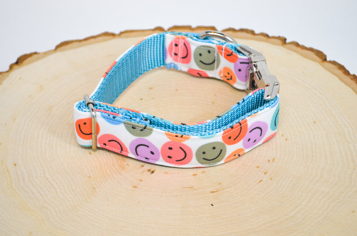 Be Happy (Bright) Eco Canvas Dog Collar