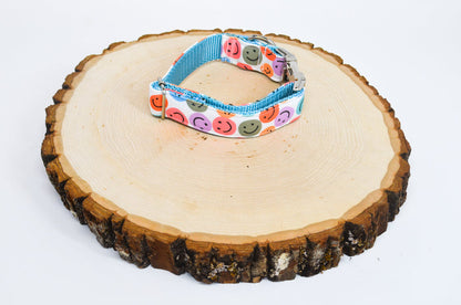 Be Happy (Bright) Eco Canvas Dog Collar