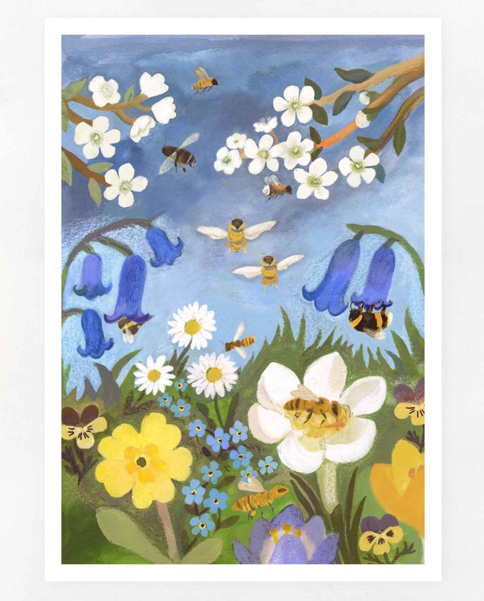 Bees and Blooms Print