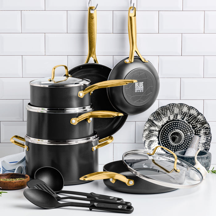 Blue Diamond Gold 14-Piece Cookware Set