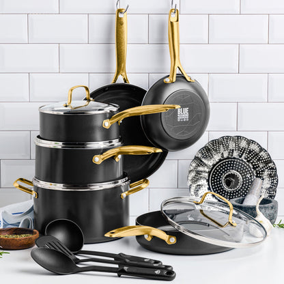 Blue Diamond Gold 14-Piece Cookware Set