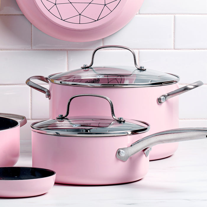 Blue Diamond Pink 10-Piece Cookware Set