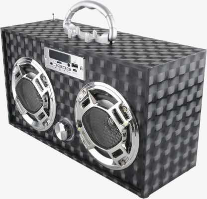 Bluetooth FM Radio W LED Speakers Black Boombox