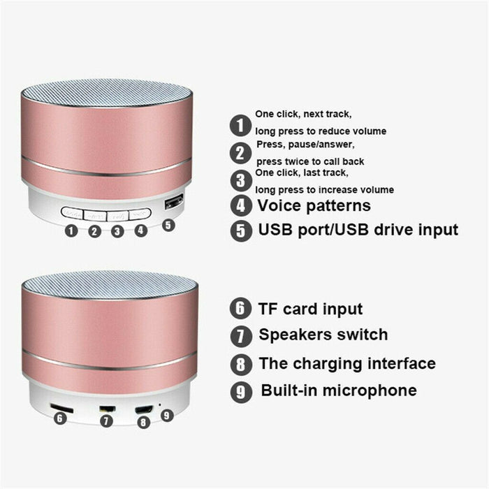 Bluetooth Speakers Portable Wireless Speaker Music Stereo Handsfree Rechargeable (Red) -Home Living Store - -