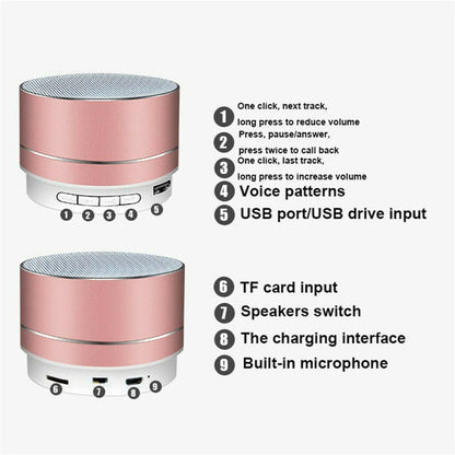 Bluetooth Speakers Portable Wireless Speaker Music Stereo Handsfree Rechargeable (Red) -Home Living Store - -