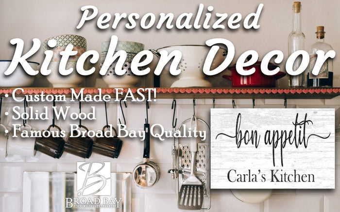 Bon Appetit Kitchen Sign With Custom Name - Solid Wood - Broad Bay Personalized Gifts Shipped Fast