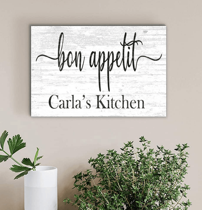 Bon Appetit Kitchen Sign With Custom Name - Solid Wood - Broad Bay Personalized Gifts Shipped Fast