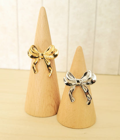 Bow Ribbon Statement Ring - Gold/Silver