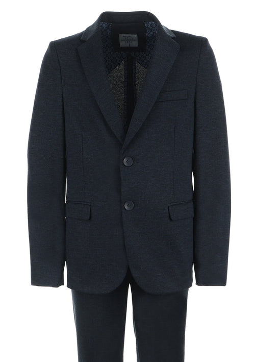 Boy's Fashion Soho Stretch Suit - Grey on Navy Plaid