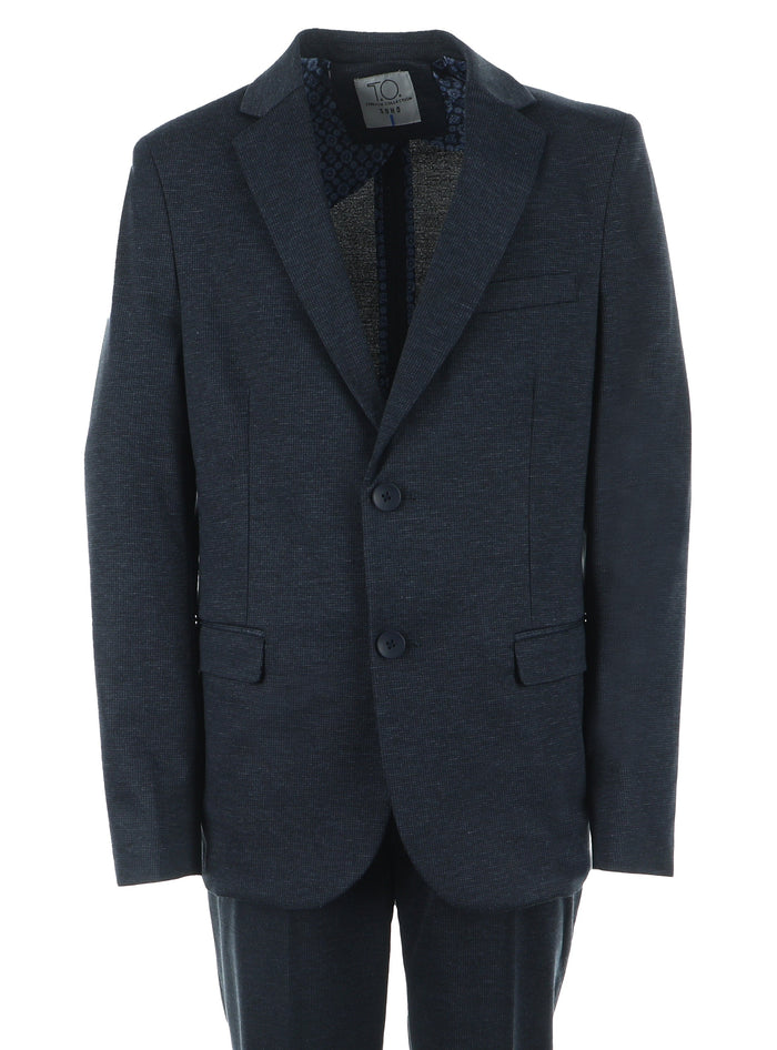 Boy's Fashion Soho Stretch Suit - Navy on Charcoal