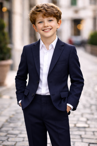 Boy's Fashion Soho Stretch Suit - Navy Plaid