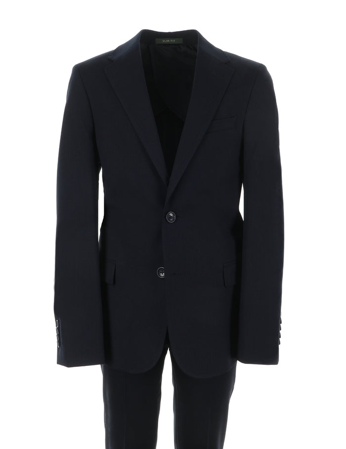 Boy's Flex Navy Checked Fashion Suit