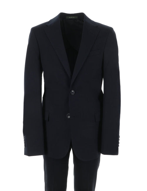 Boy's Flex Navy Checked Fashion Suit