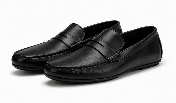 Boy's Signature Black Penny Loafer Shoes