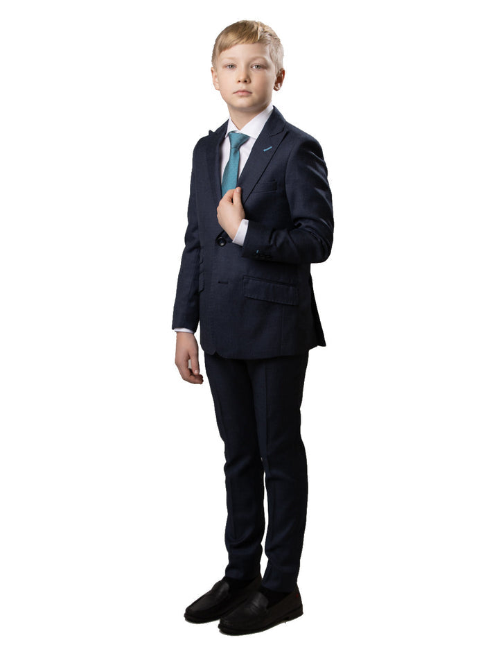 Boy's TR Peak Lapel Suit - Heather Blue