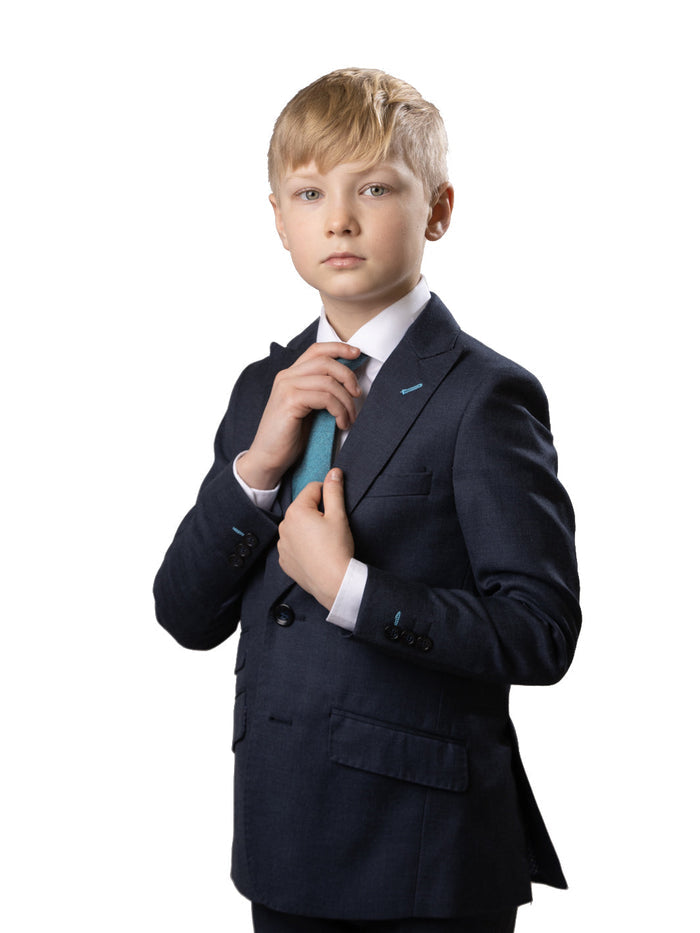 Boy's TR Peak Lapel Suit - Heather Blue