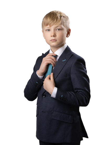 Boy's TR Peak Lapel Suit - Heather Blue