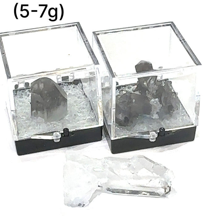 Ethically sourced Brookite in Quartz gemstone for chakra healing and spiritual growth (5-7g)  in perky boxes on a white front overview