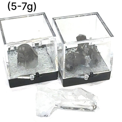 Ethically sourced Brookite in Quartz gemstone for chakra healing and spiritual growth (5-7g)  in perky boxes on a white front overview