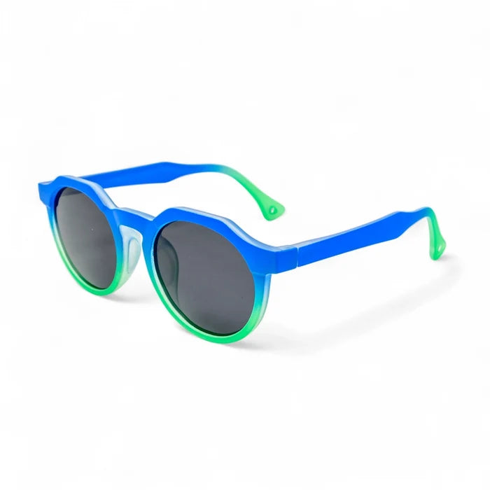 Bubble Blue Luxe Round Sunglasses