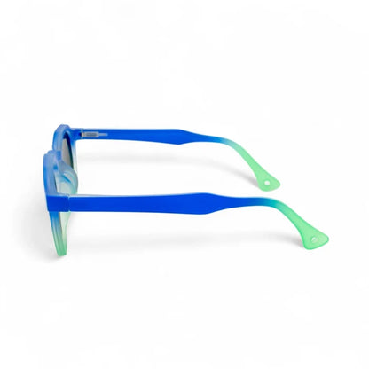 Bubble Blue Luxe Round Sunglasses