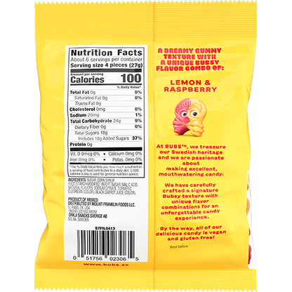 Bubs Foam Candy - Sour Lemon Raspberry 5.5oz