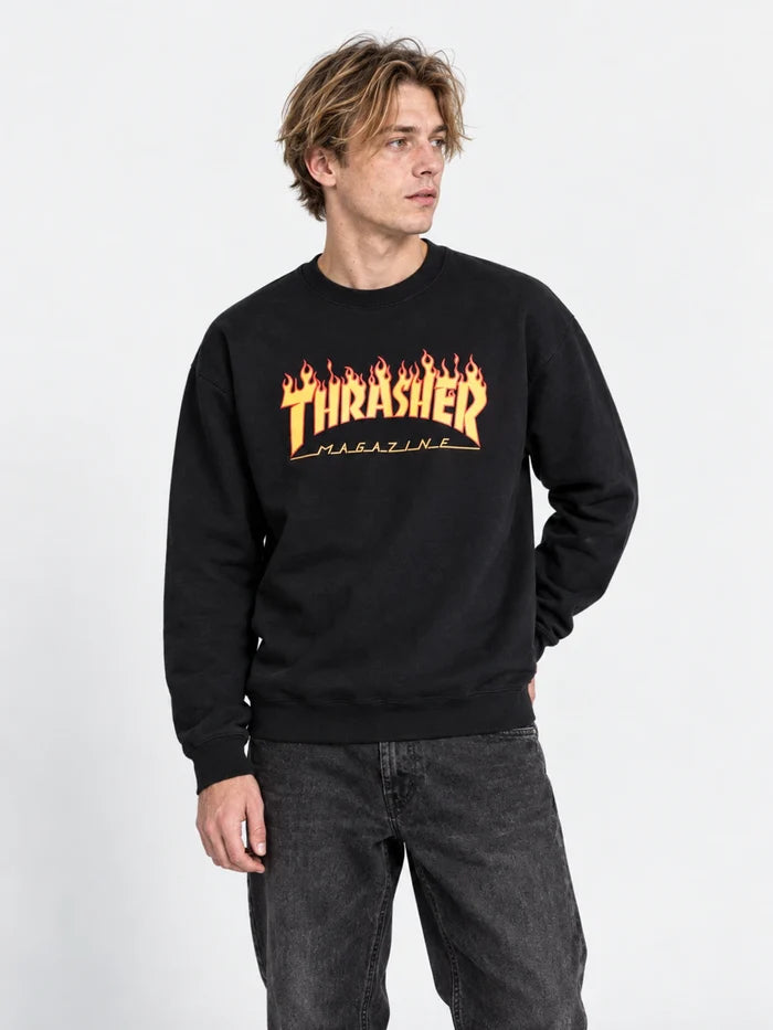 Buzo Thrasher Crew Flame Negro — vista principal
