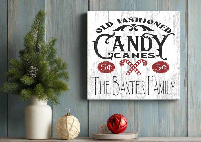 Personalized Old Fashioned s Christmas Sign with family name