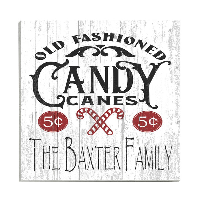 old fashioned candy canes sign christmas wall art