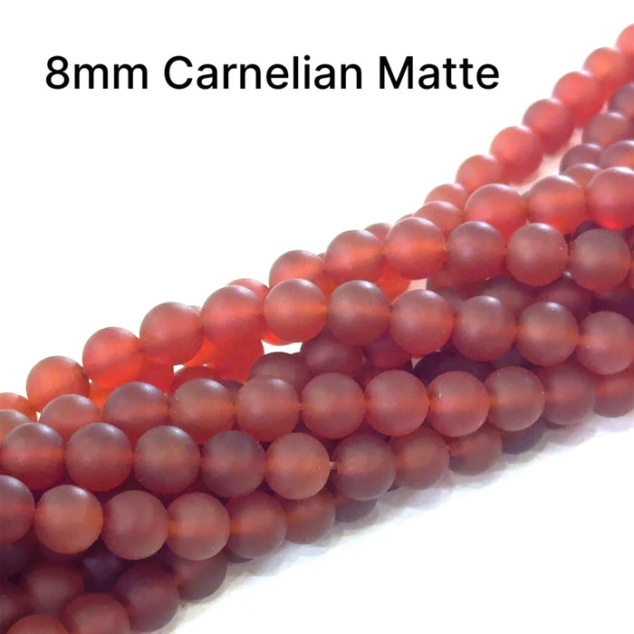 One Carnelian 8mm Matte 16'' gemstone strands