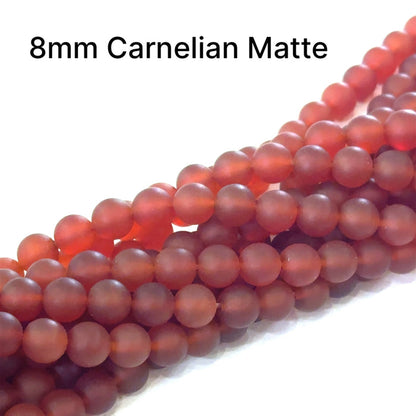 One Carnelian 8mm Matte 16'' gemstone strands