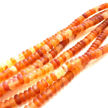 One Carnelian 4x6mm matte roundels, 16'' gemstone strands