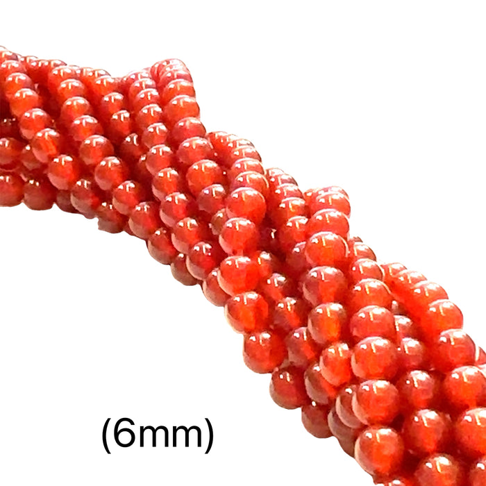 One Carnelian 6mm round 16'' gemstone strand
