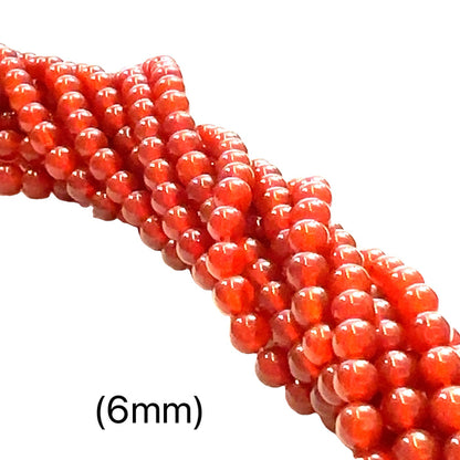 One Carnelian 6mm round 16'' gemstone strand