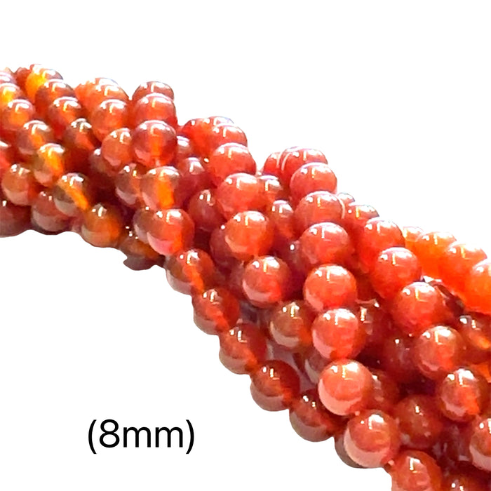 One Carnelian 8mm round 16'' gemstone strand