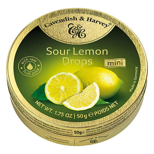 Cavendish & Harvey Drops Sour Lemon 1.75oz Tin - 7ct
