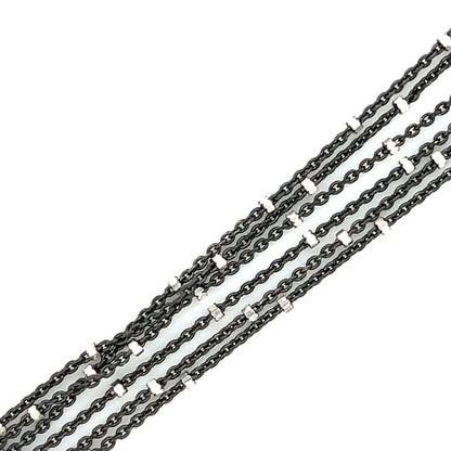Black Sterling Silver beaded Cable Chain 1.1mm 18"