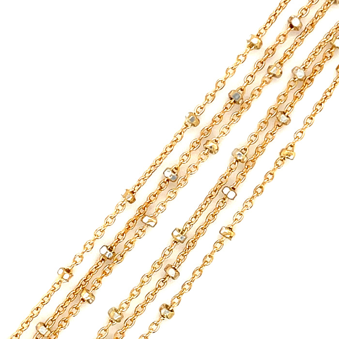 Gold Filled beaded Cable Chain (Silver beads) 1.6mm 20"