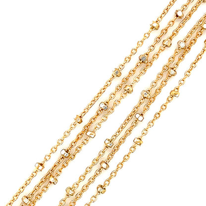 Gold Filled beaded Cable Chain (Silver beads) 1.6mm 20"