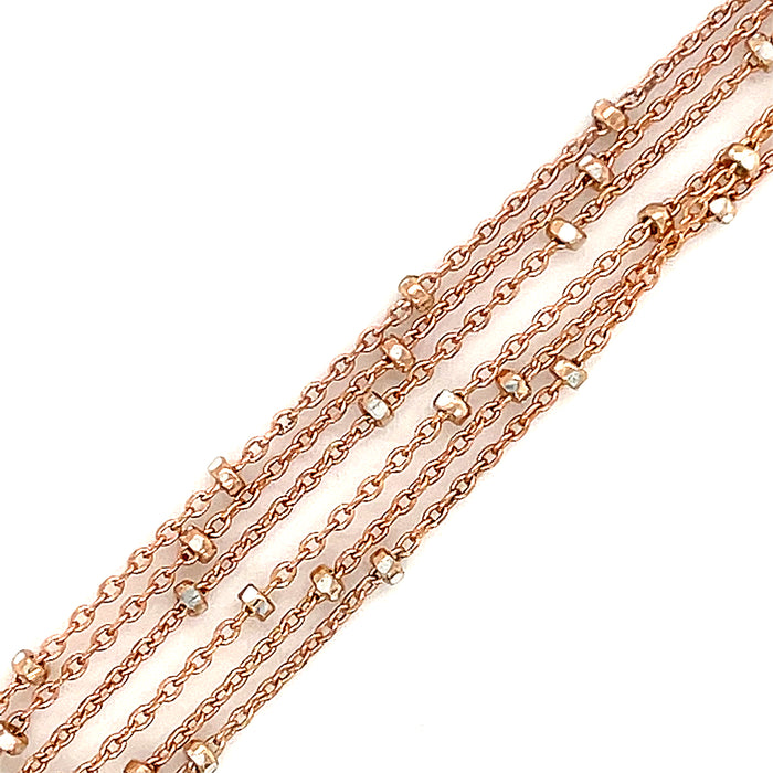 Rose Gold Filled beaded Cable Chain (Silver beads) 1.6mm 18"