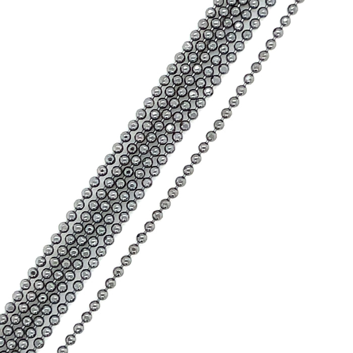 Sterling Silver Black Rhodium Bead Chain 18"